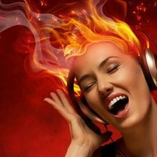 Big Fire, girl, HEADPHONES