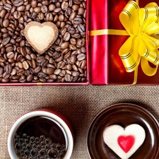 coffee, Box, Heart teddybear, grains