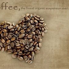 Heart, grains, coffee