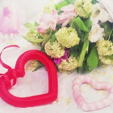 heart, bouquet, flowers