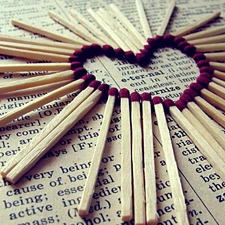 Heart, matches, Paper