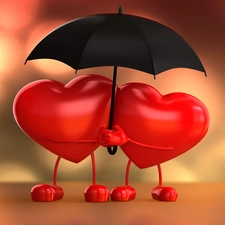 Umbrella, heart, Valentine