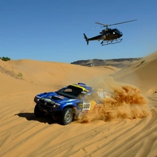 Helicopter, Desert, Volkswagen, Touareg, Dakar Rally