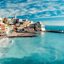 Italy, Town, Houses, sea