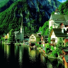 Houses, Mountains, lakes