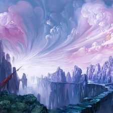 ice, Sky, fantasy, Mountains, world