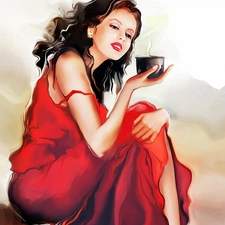 In Red, dress, Nikitina, Women, Tatiana