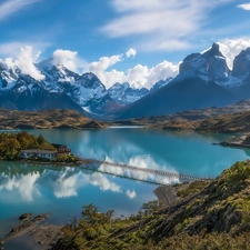 Island, Mountains, sea