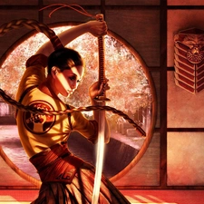 katana, Women, pigtail