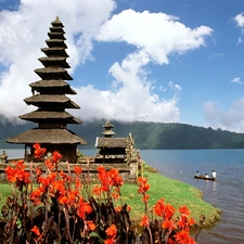 Danu, temple, Bratan, Ulun, indonesia, lake, Bali