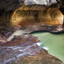 cave, rocky, lake, tunnel