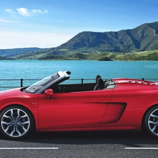 lake, Mountains, Spyder, Way, Audi