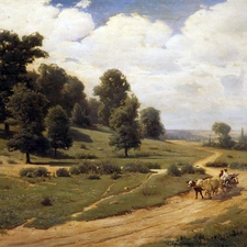 landscape, Sergei, oxen, In the Team, country, Wasilkowski