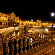 palace, Seville, lanterns, Spain