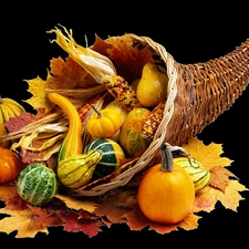 Leaf, pumpkin, basket