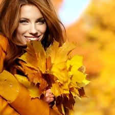 Leaf, Women, Yellow