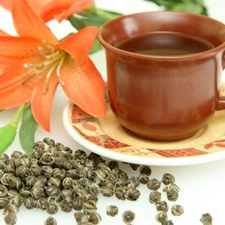 Lily, cup, leaves, tea, Collapsed, tea