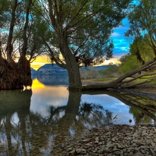 sun, ligh, flash, Fucino, lake, luminosity, viewes, Abruzzo, shadow, trees, Apennines, Mountains