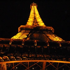 France, Night, light, Eiffla Tower