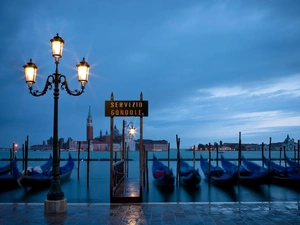 Venice, Gondolas, Lighthouse, Harbour