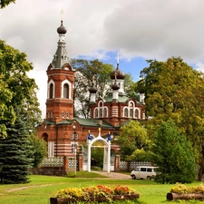 Cerkiew, viewes, Lithuania, trees