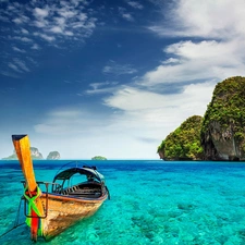 water, Ocean, Lodz, Thailand, rocks, Crystal