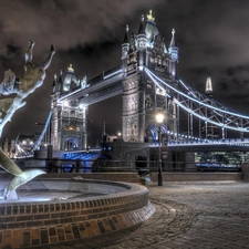 Tower Bridge, London, England, City at Night