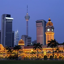 Kuala Lumpur, light, Malaysia, buildings