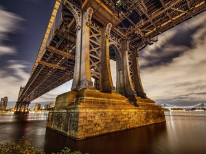 USA, River, Manhattan Bridge