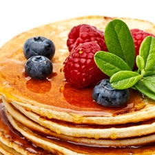 pancakes, syrup, maple, Fruits