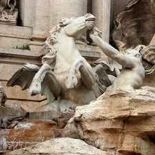 di trevi, statues, marble, Rome