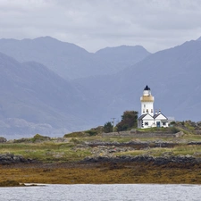 Mountains, Lighthouse, maritime, coast