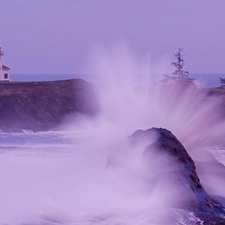 Rocks, Lighthouse, maritime, Tides