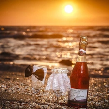 sun, sea, marriage, glasses, Champagne, west