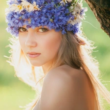 Blonde, floral, Meadow, wreath