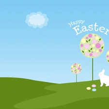 Easter, Green, meadow, rabbit