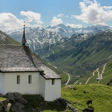 medows, Cows, Mountains, roads, church