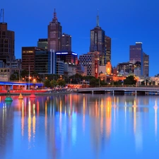 Melbourne, Australia, bridge, River, skyscrapers