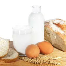 milk, bread, eggs