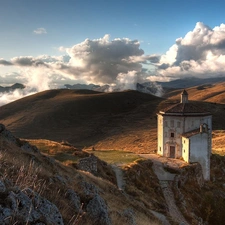 Monument, Mountains, clouds