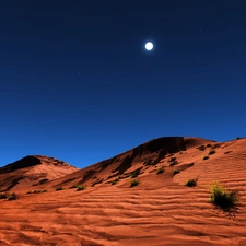 Desert, Sand, moon, Dunes