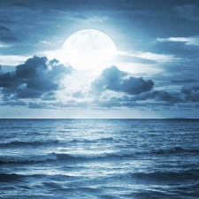 sea, moon