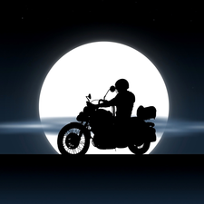 Yamaha XV535 Virago, Night, moon, Motorcyclist