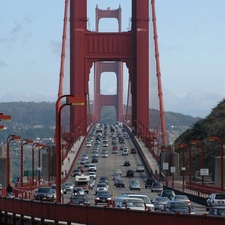 motion, street, Golden Gate, cars, bridge