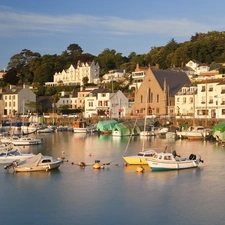 sea, boats, motorboat, Coast