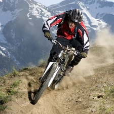 Mountains, Human, Bike