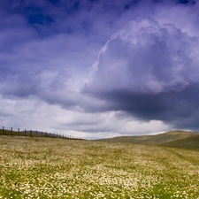 Mountains, medows, clouds