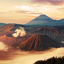 Mountains, Fog, Island, indonesia, java