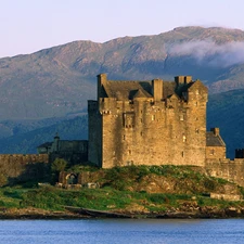 mountains, Castle, Island