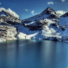 Mountains, lake, Ötztal, Alps